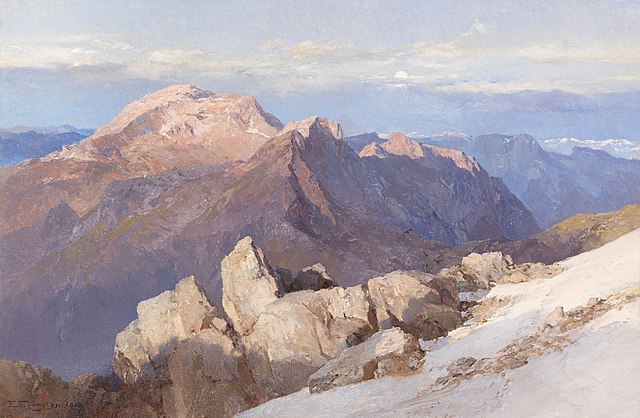 An painting of the german alps