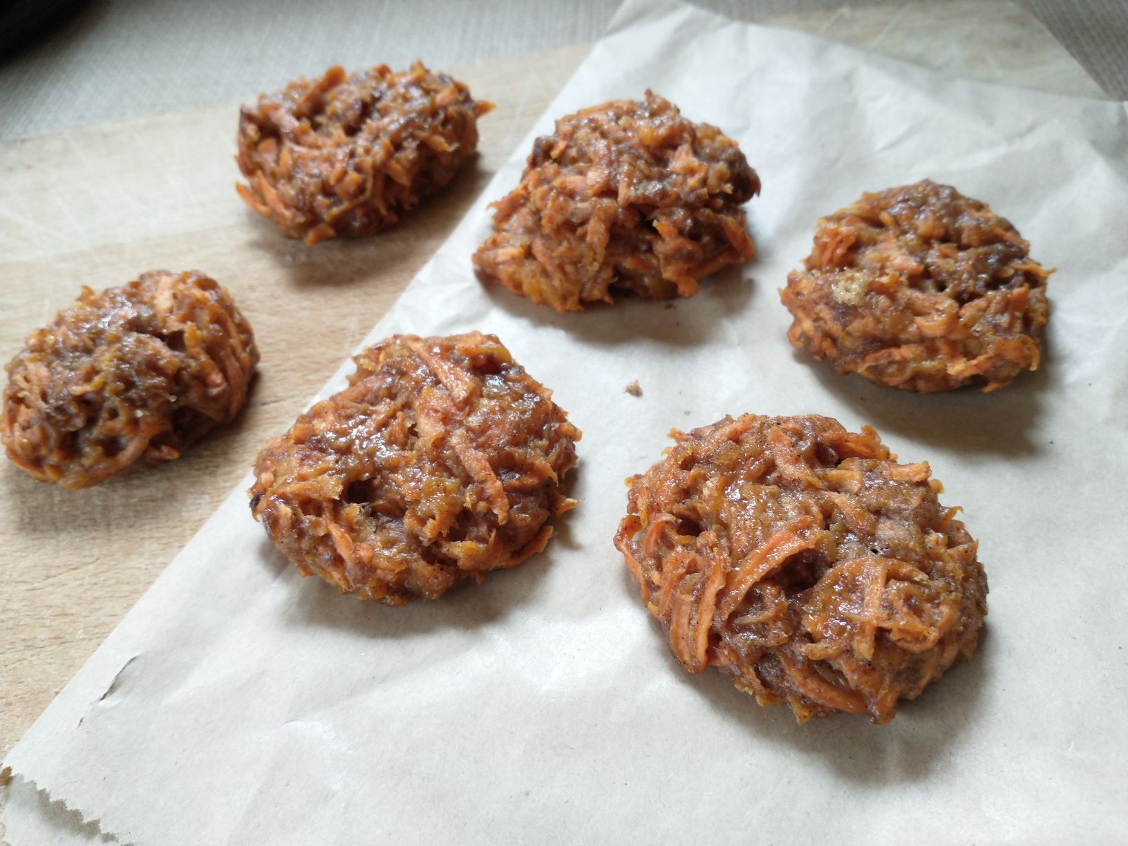 carrot cookies on an oven plate